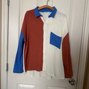 Lush Blue and White Fabric Detail Size Large